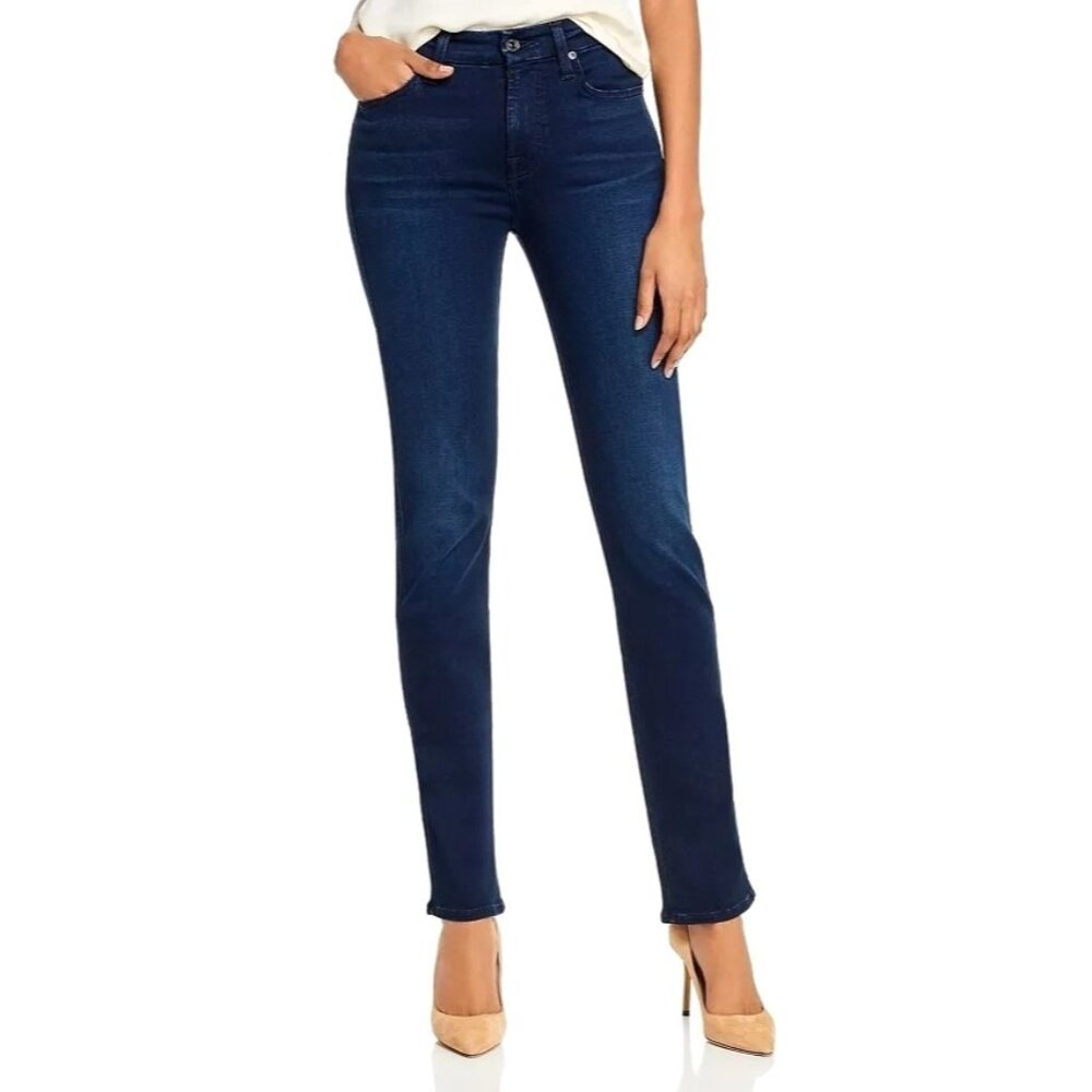 7 For All Mankind Jeans Women 31 Blue Dark Wash Denim Kimmie Straight Leg